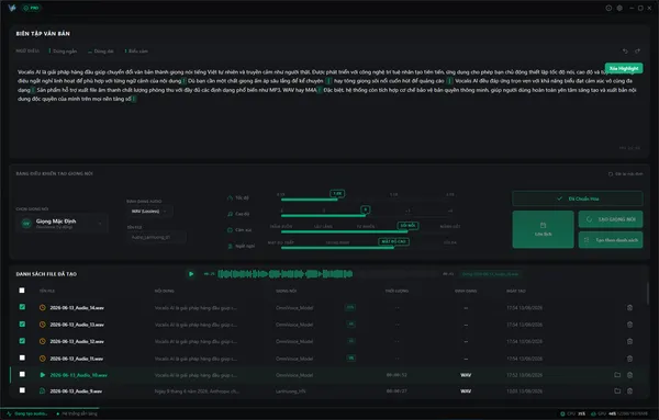 AI Voice Studio Giao diện 4